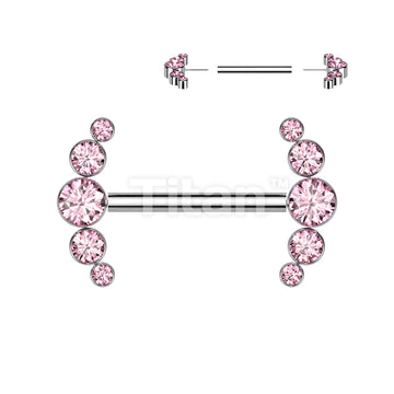 Implant Grade Titanium Threadless Push In Nipple Barbell With 5 Bezel Set CZ Ends - Image 5