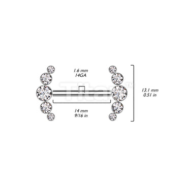 Implant Grade Titanium Threadless Push In Nipple Barbell With 5 Bezel Set CZ Ends - Image 8