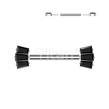 Implant Grade Titanium Threadless Push In Nipple Barbell With 3 Baguette CZ Fan Forward Facing Ends - Image 4