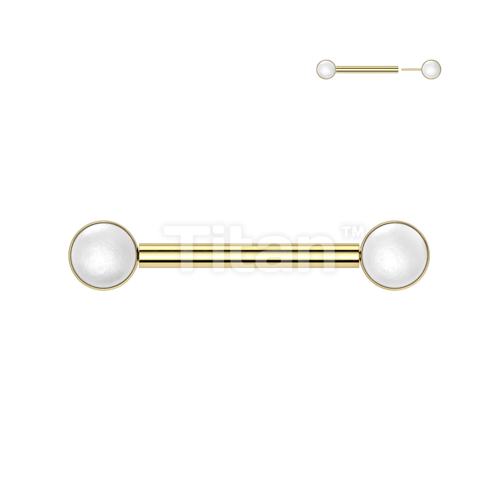 Implant Grade Titanium Threadless Push In Pearl Set Ends Nipple Barbell Rings - Image 2
