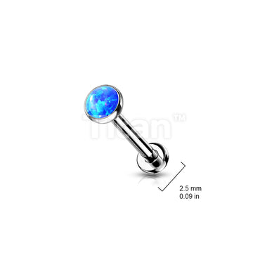 Implant Grade Titanium Threadless Push in Labret With Bezel Set Opal Ball Top - Image 8
