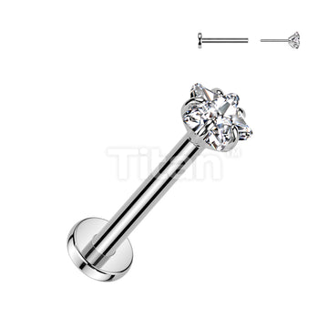 Implant Grade Titanium Threadless Push In Labret With Prong Set Star CZ Top - Image 2