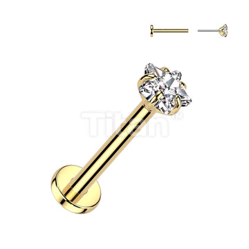 Implant Grade Titanium Threadless Push In Labret With Prong Set Star CZ Top - Image 3