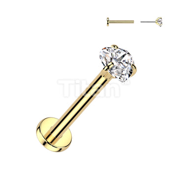 Implant Grade Titanium Threadless Push In Labret With Prong Set Heart CZ Top - Image 3