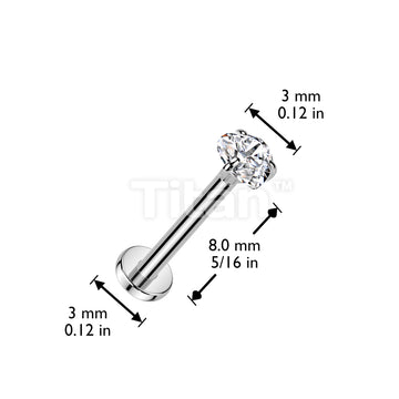 Implant Grade Titanium Threadless Push In Labret With Prong Set Heart CZ Top - Image 4