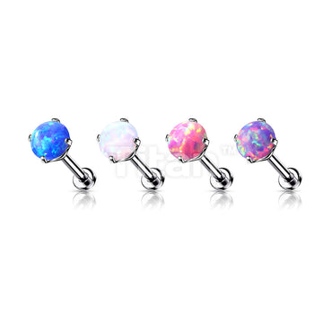 Implant Grade Titanium Threadless Push in Labret With Prong Set Opal Top - Image 8