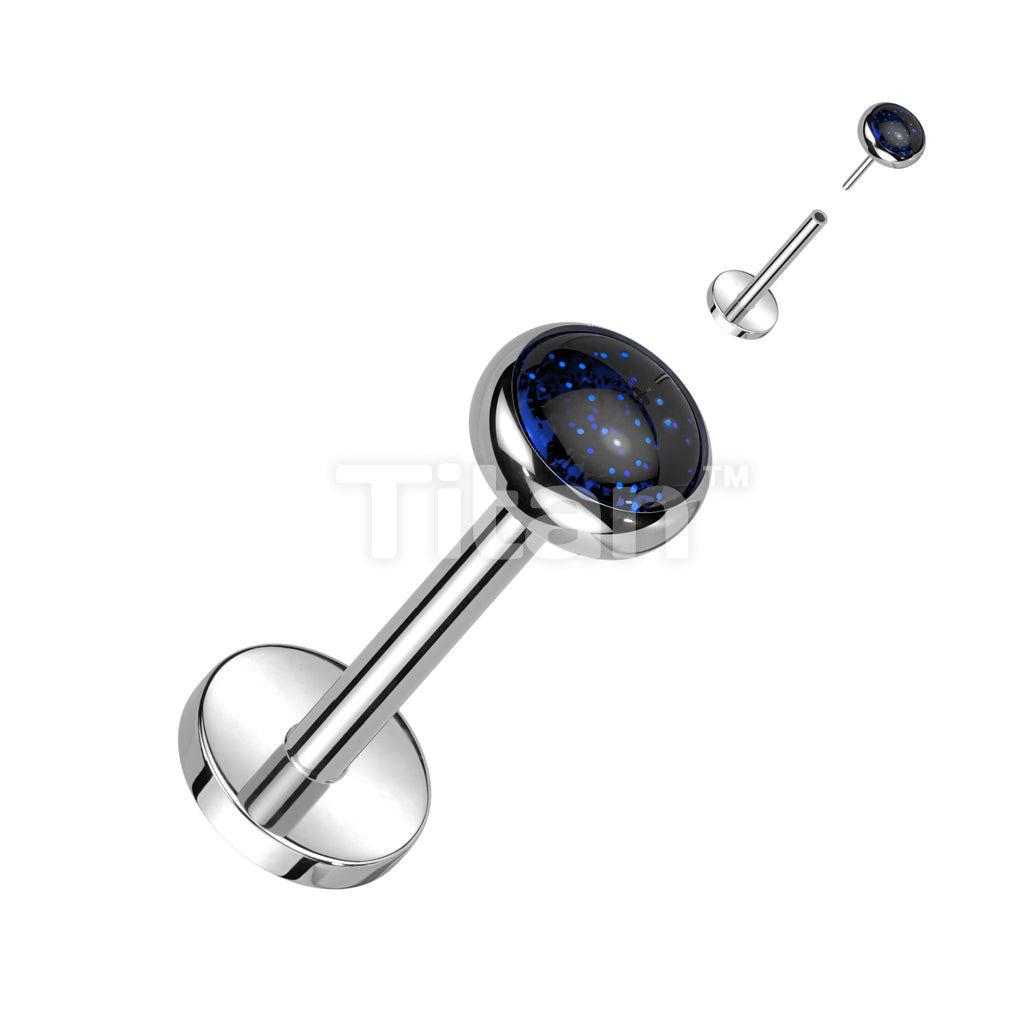 Implant Grade Titanium Threadless Push In Labret With Bezel Set Natural Stone Top - Image 3