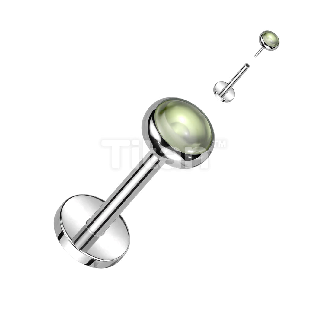 Implant Grade Titanium Threadless Push In Labret With Bezel Set Natural Stone Top - Image 4