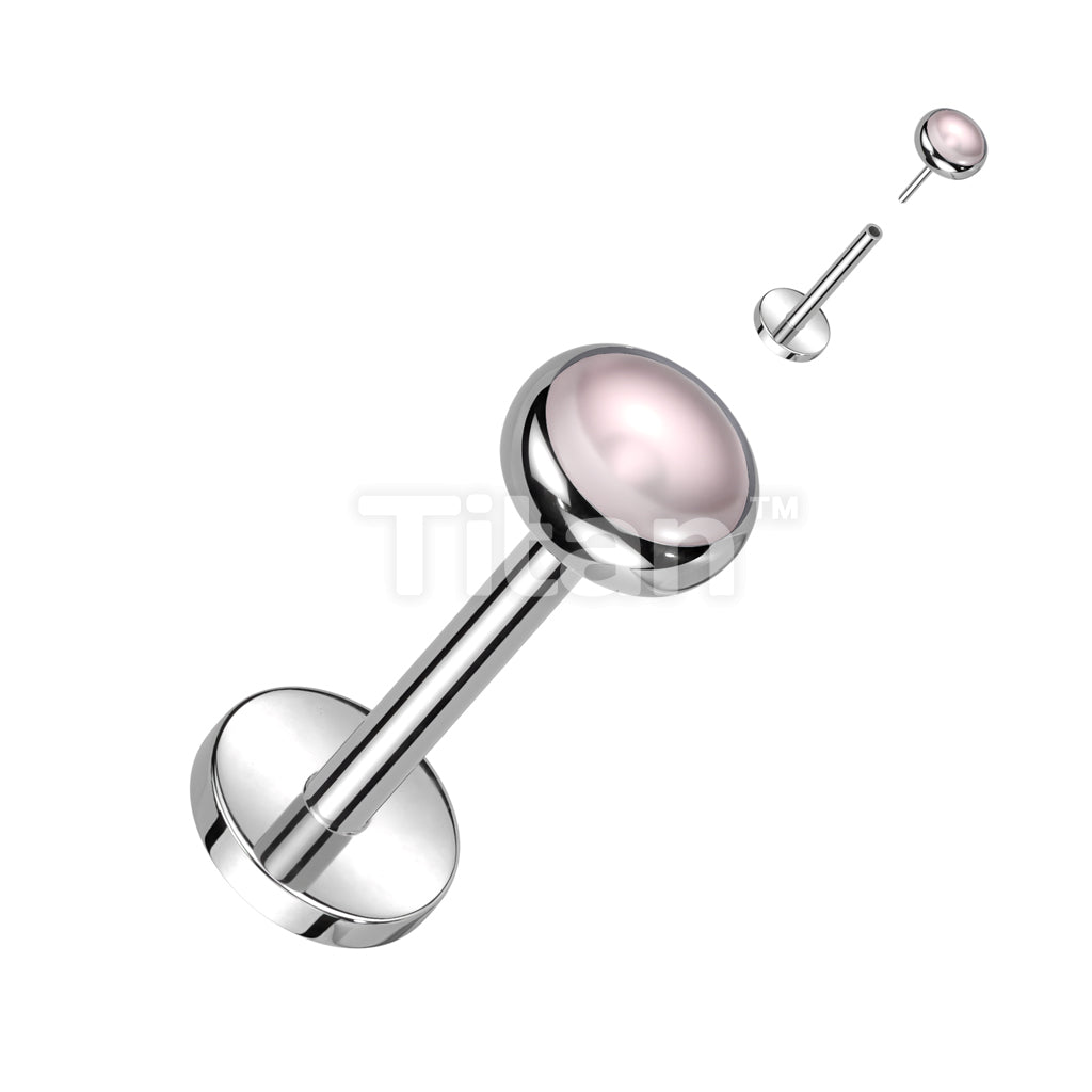 Implant Grade Titanium Threadless Push In Labret With Bezel Set Natural Stone Top - Image 5