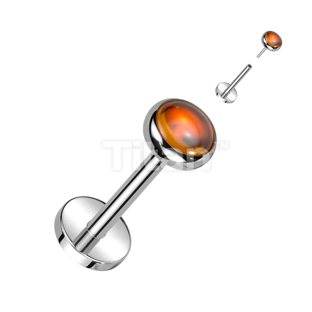 Implant Grade Titanium Threadless Push In Labret With Bezel Set Natural Stone Top - Image 6