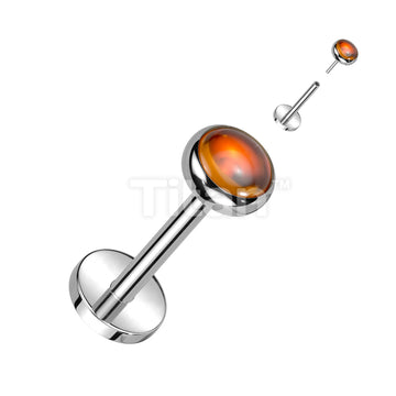 Implant Grade Titanium Threadless Push In Labret With Bezel Set Natural Stone Top - Image 6