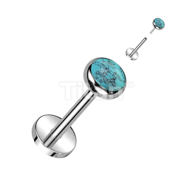 Implant Grade Titanium Threadless Push In Labret With Bezel Set Natural Stone Top - Image 8