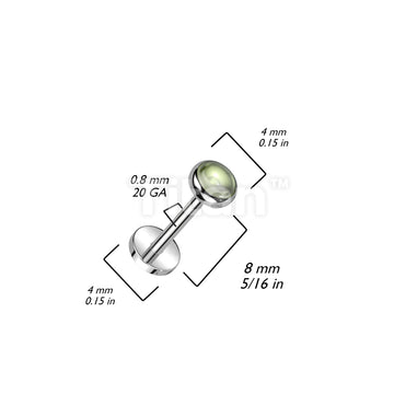 Implant Grade Titanium Threadless Push In Labret With Bezel Set Natural Stone Top - Image 9