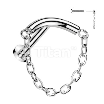 Implant Grade Titanium Threadless Push In Labret With Chain Linked Curved Bar Top - Image 4