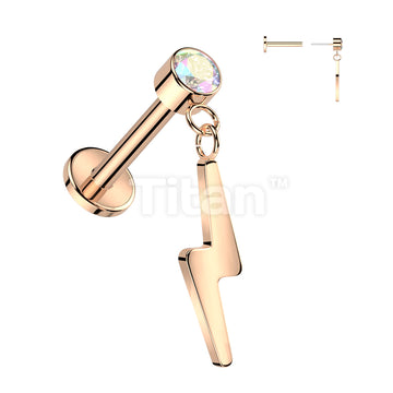 Implant Grade Titanium Threadless Push In Labret With Round Bezel Set... - Image 5