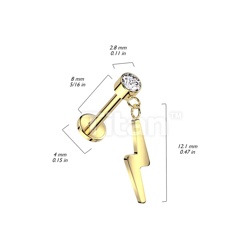 Implant Grade Titanium Threadless Push In Labret With Round Bezel Set... - Image 6