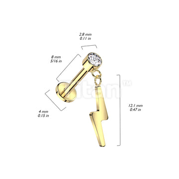 Implant Grade Titanium Threadless Push In Labret With Round Bezel Set... - Image 6