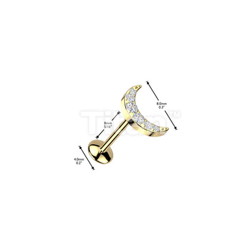 Implant Grade Titanium Threadless Push In Convex Base Stud With 6 CNC Set CZ Crescent Moon Top - Image 4
