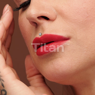 Implant Grade Titanium Threadless Push In Labret With Bezel Set CZ Center and Beaded Ball Edge - Image 8