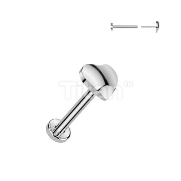 Titanium Threadless Push In Flat Back Stud With 3D Heart Top For Nose, Ear and More - Image 3