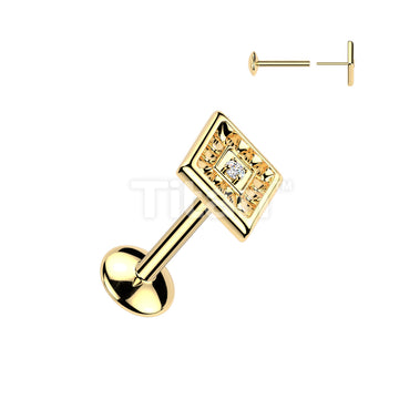 Titanium Threadless Push In Convex Base Stud With Diamond Cut CZ Top - Image 3