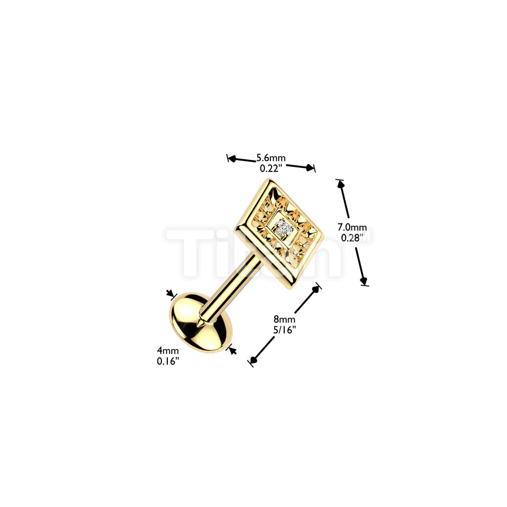 Titanium Threadless Push In Convex Base Stud With Diamond Cut CZ Top - Image 4