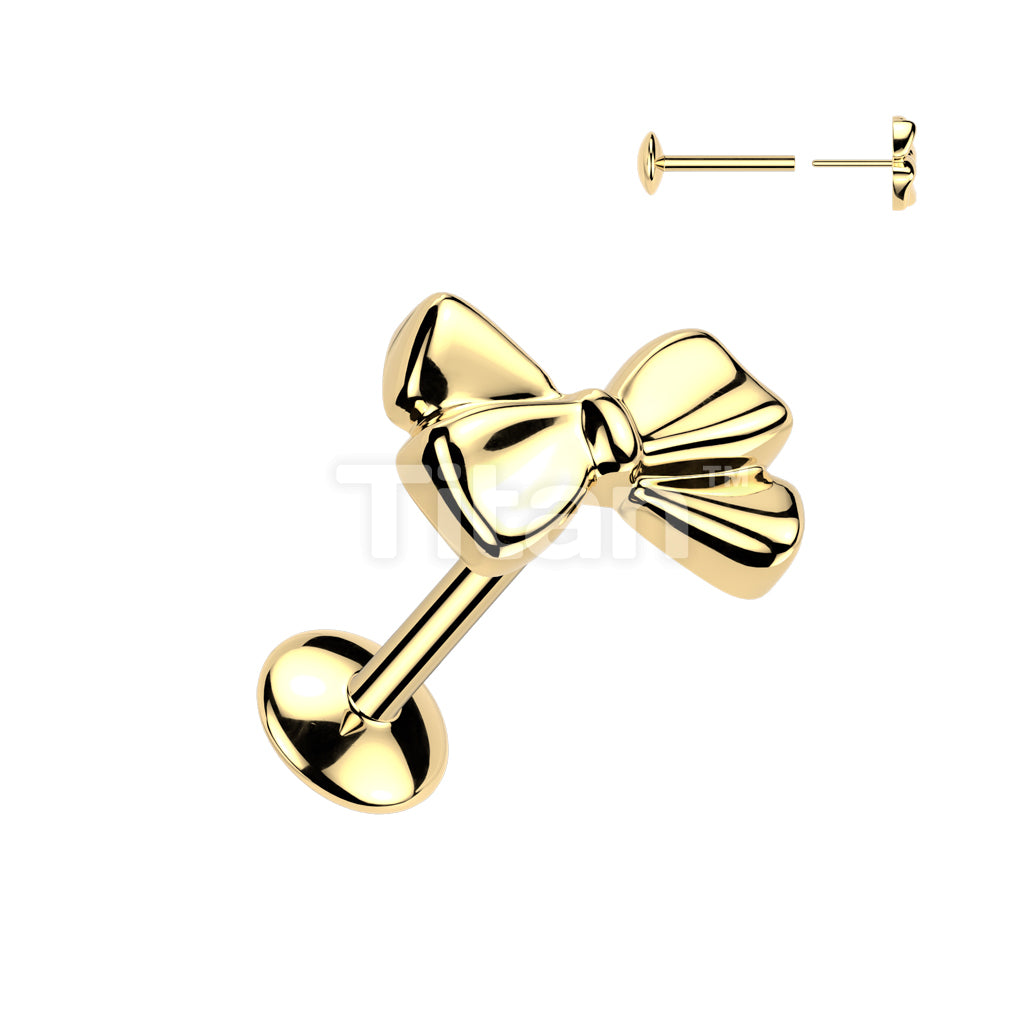Titanium Threadless Push In Convex Base Stud With Ribbon Top - Image 2