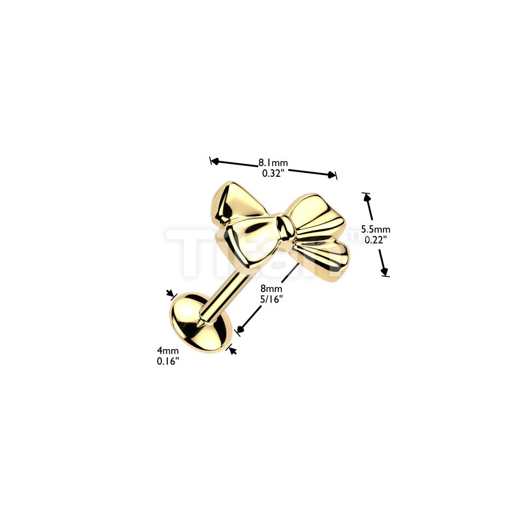 Titanium Threadless Push In Convex Base Stud With Ribbon Top - Image 4