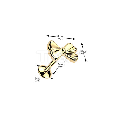 Titanium Threadless Push In Convex Base Stud With Ribbon Top - Image 4