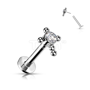 Implant Grade Titanium Threadless Push In Labret With Bezel Set CZ or... - Image 4