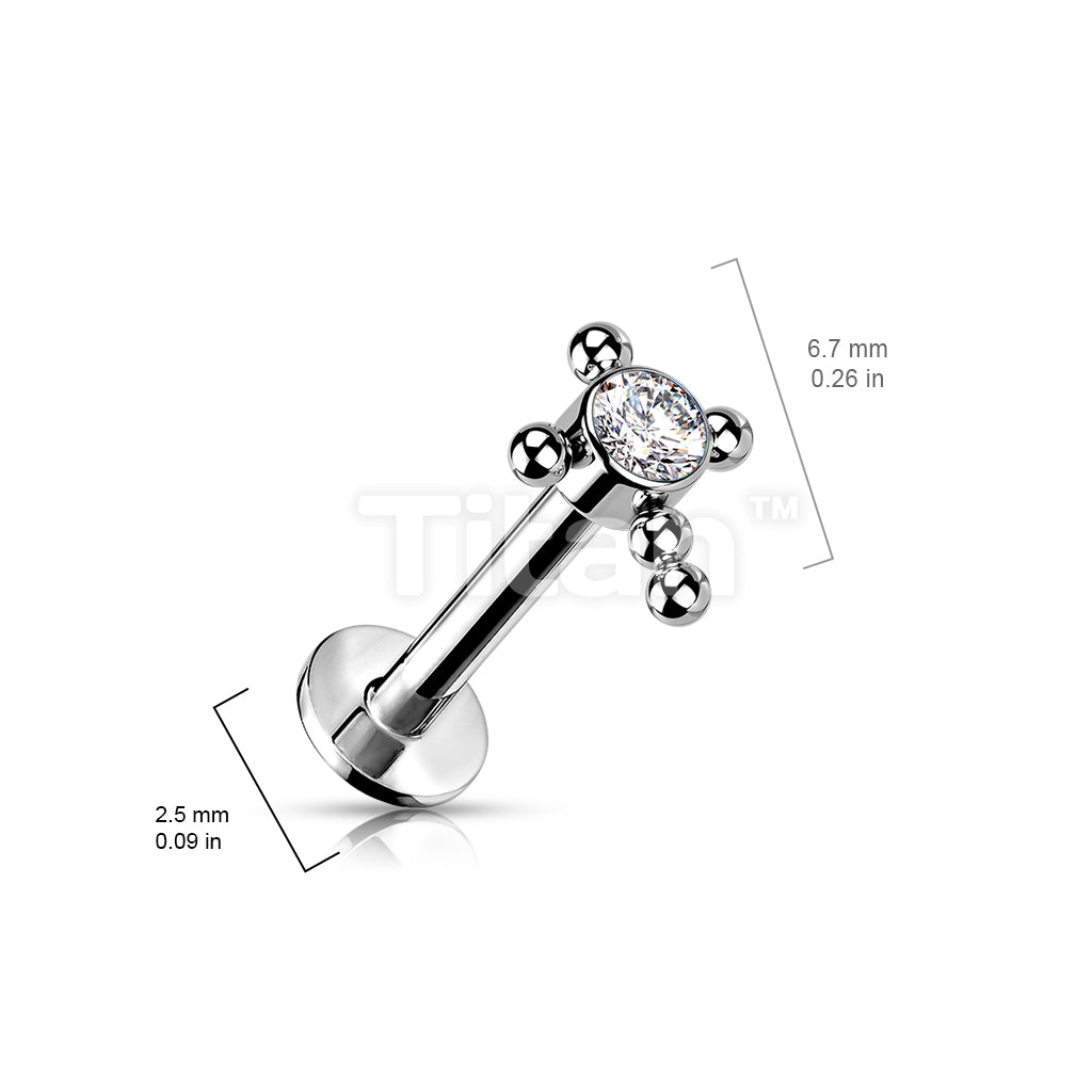Implant Grade Titanium Threadless Push In Labret With Bezel Set CZ or... - Image 9