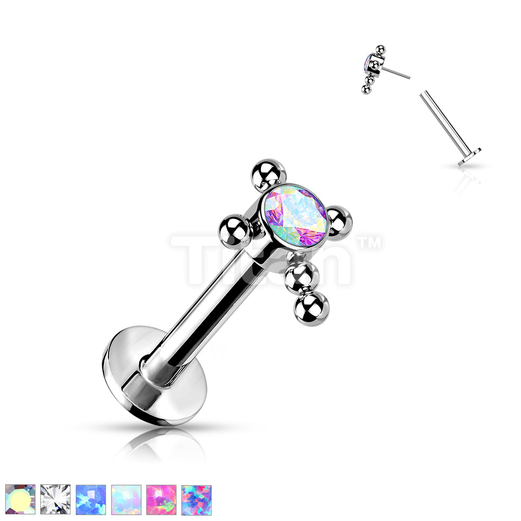 Implant Grade Titanium Threadless Push In Labret With Bezel Set CZ or... - Image 2