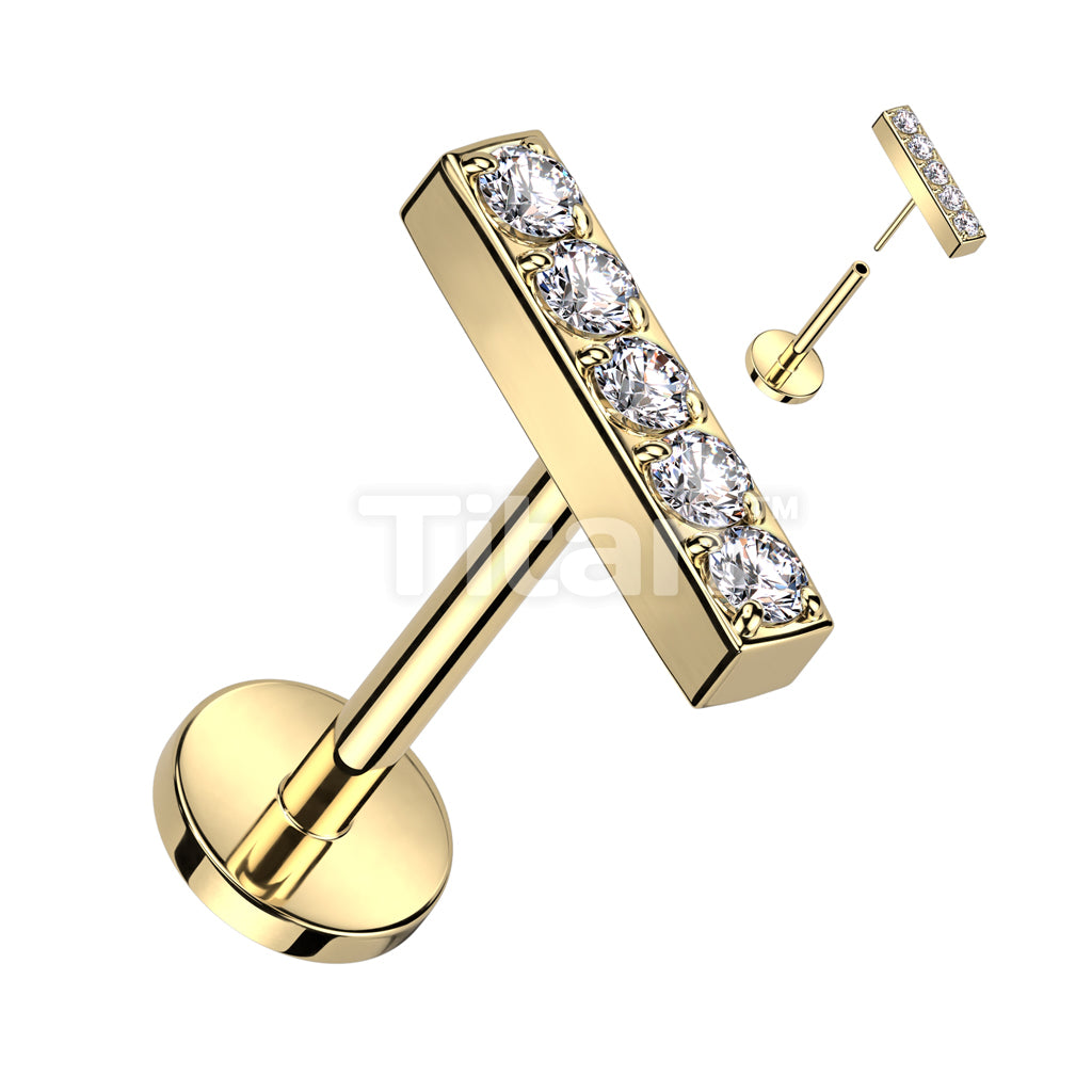 Implant Grade Titanium Threadless Push In Labret, Flat Back Stud With 5... - Image 3