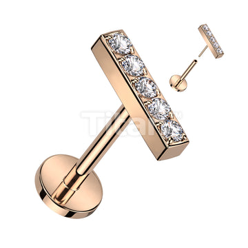 Implant Grade Titanium Threadless Push In Labret, Flat Back Stud With 5... - Image 4