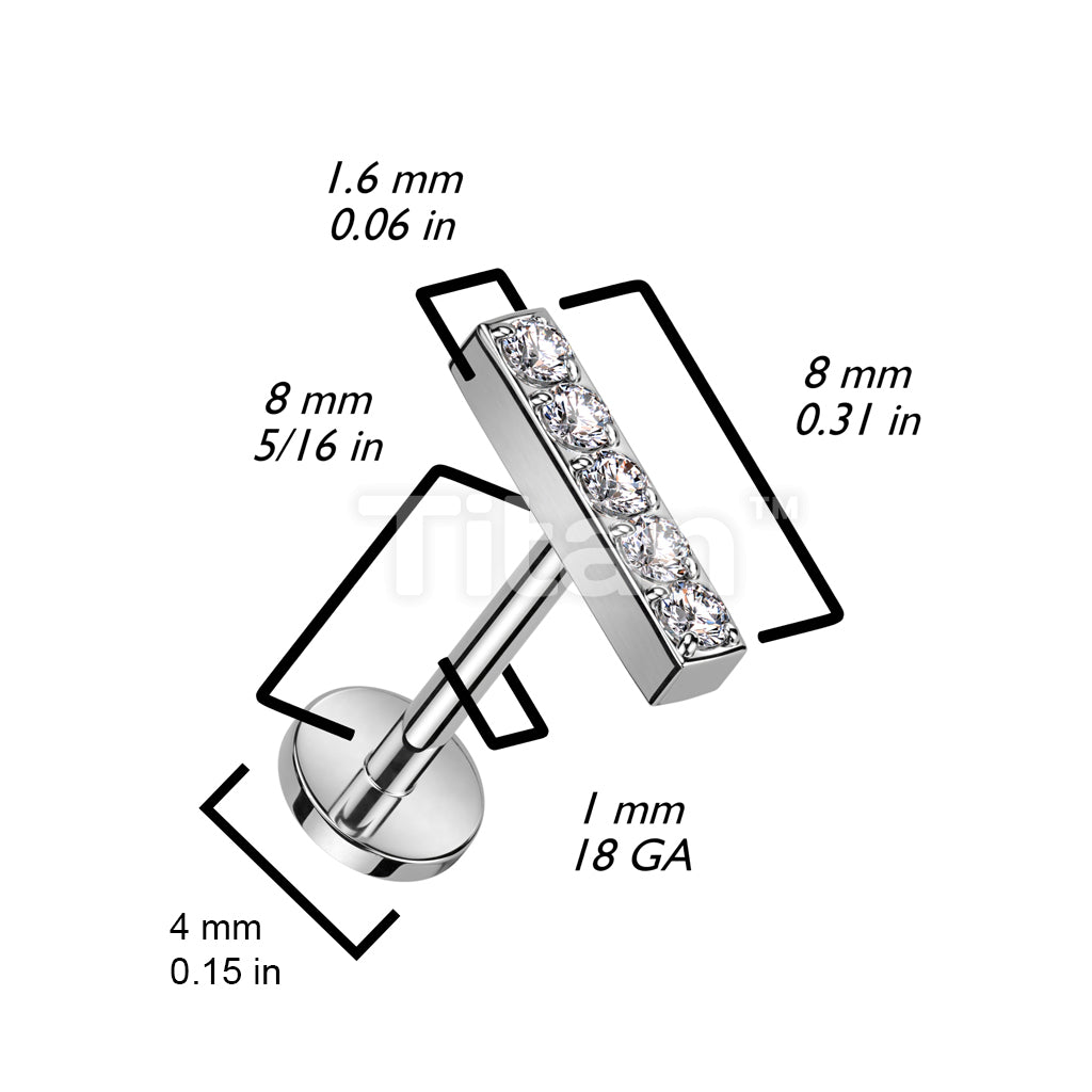 Implant Grade Titanium Threadless Push In Labret, Flat Back Stud With 5... - Image 5