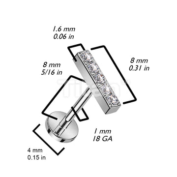 Implant Grade Titanium Threadless Push In Labret, Flat Back Stud With 5... - Image 5