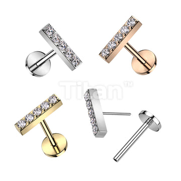 Implant Grade Titanium Threadless Push In Labret, Flat Back Stud With 5...