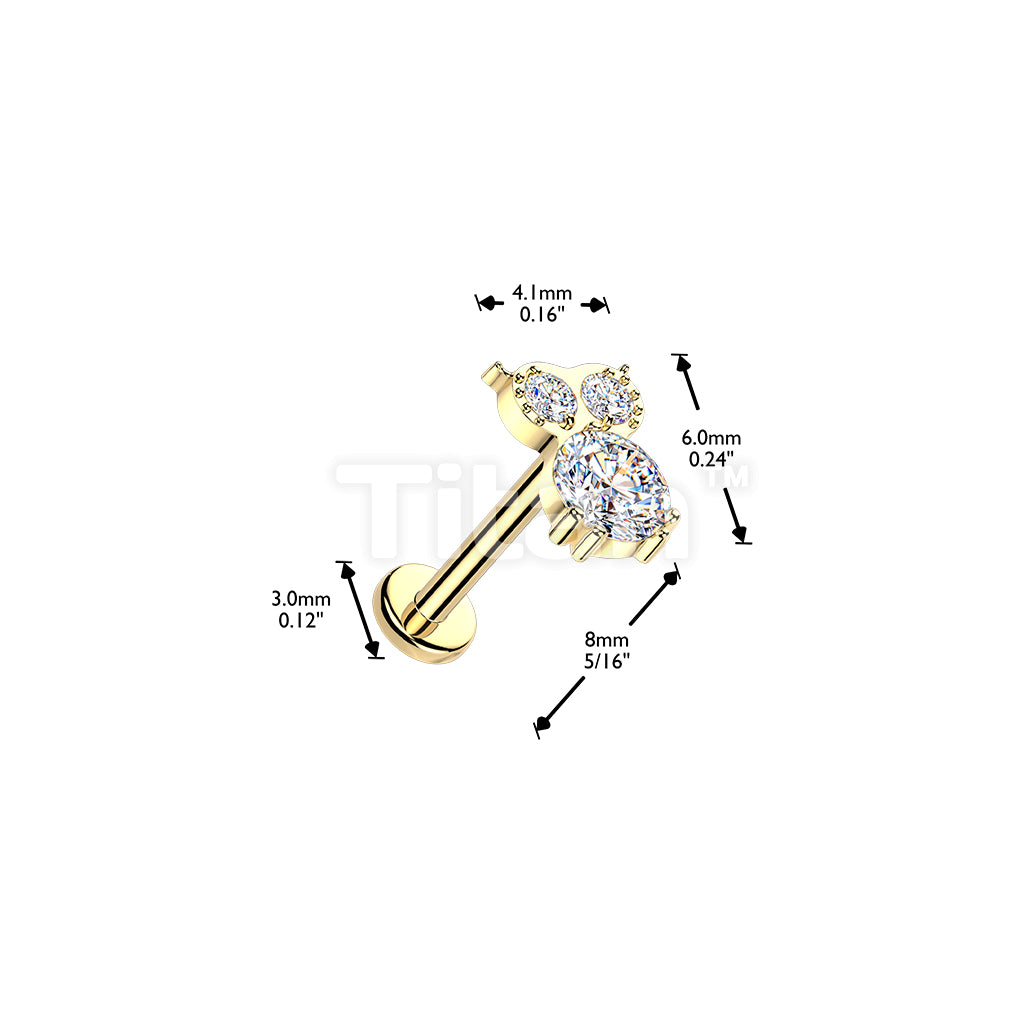 Titanium Threadless Push In Flat Back Labret With CZ Owl Top - Image 4