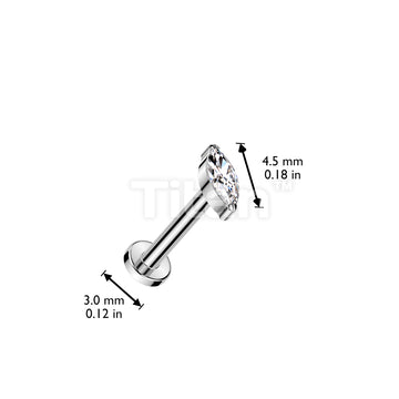 Implant Grade Titanium Threadless Push In Flat Back Stud With Marquise CZ Top - Image 4
