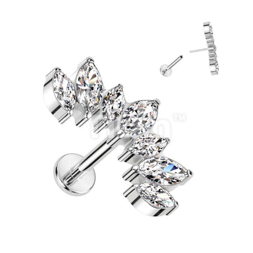 Implant Grade Titanium Threadless Labret With 7 Marquise CZ Set Curve Top - Image 2