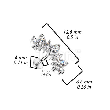 Implant Grade Titanium Threadless Labret With 7 Marquise CZ Set Curve Top - Image 4