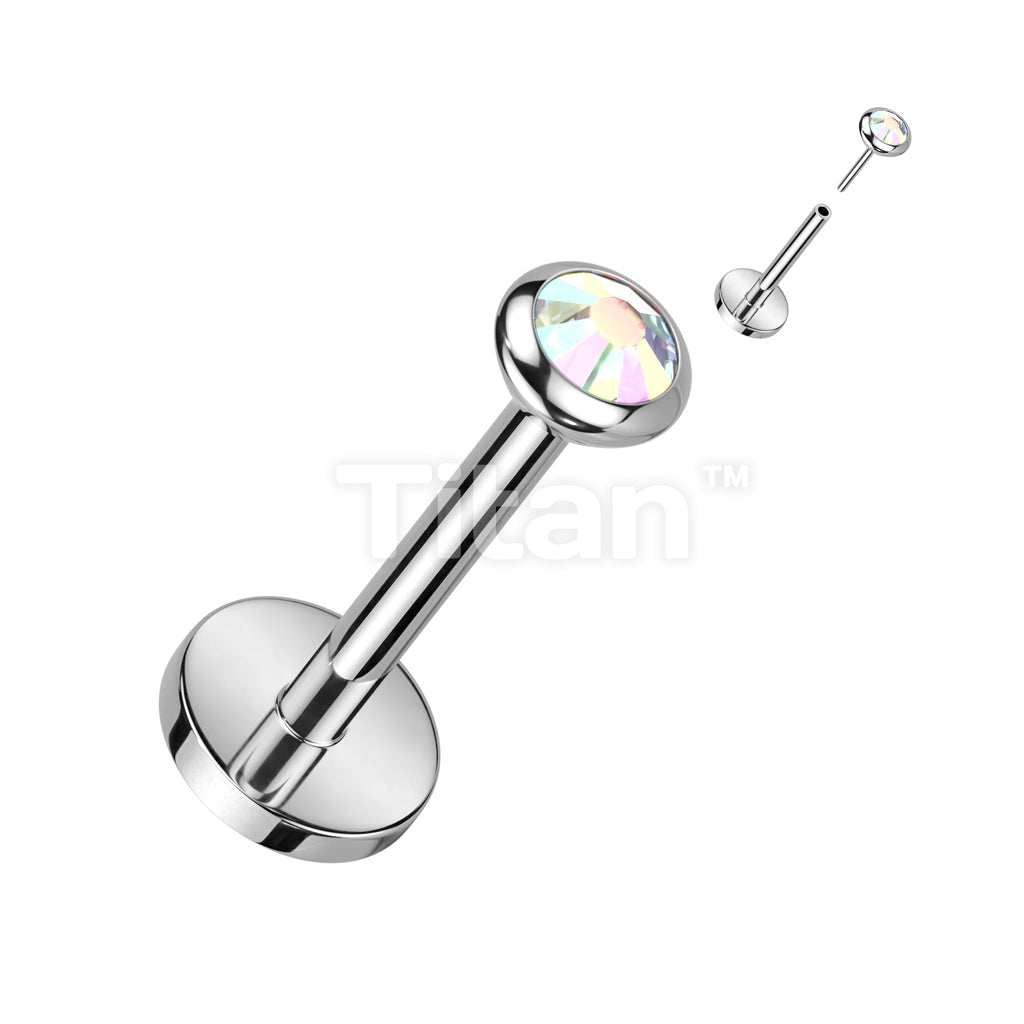 Implant Grade Titanium Threadless Push In Labret, Flat Back Stud With... - Image 2