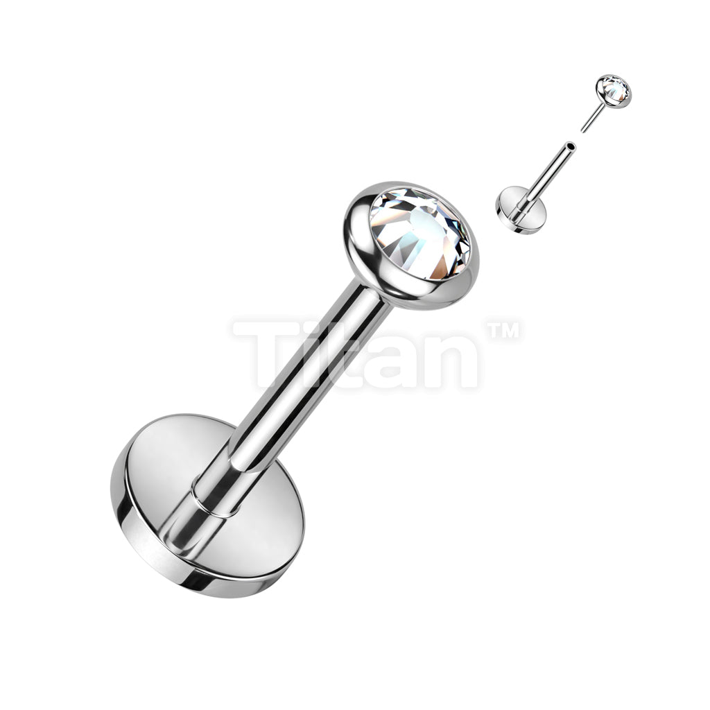 Implant Grade Titanium Threadless Push In Labret, Flat Back Stud With... - Image 3