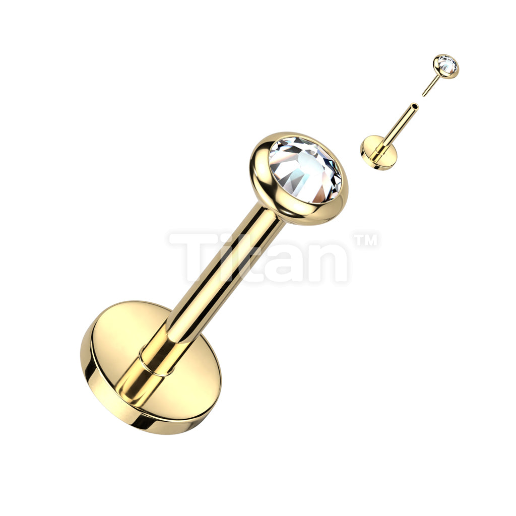 Implant Grade Titanium Threadless Push In Labret, Flat Back Stud With... - Image 4