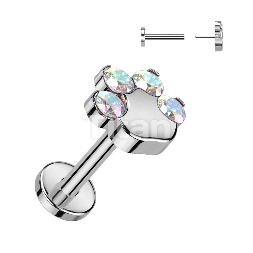 Implant Grade Titanium Threadless Push In Labret With CZ Paw Top - Image 2