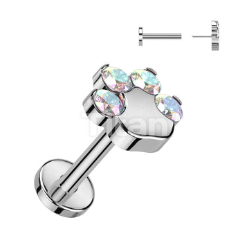 Implant Grade Titanium Threadless Push In Labret With CZ Paw Top - Image 2