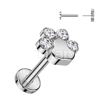 Implant Grade Titanium Threadless Push In Labret With CZ Paw Top - Image 3