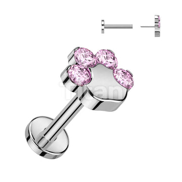 Implant Grade Titanium Threadless Push In Labret With CZ Paw Top - Image 6