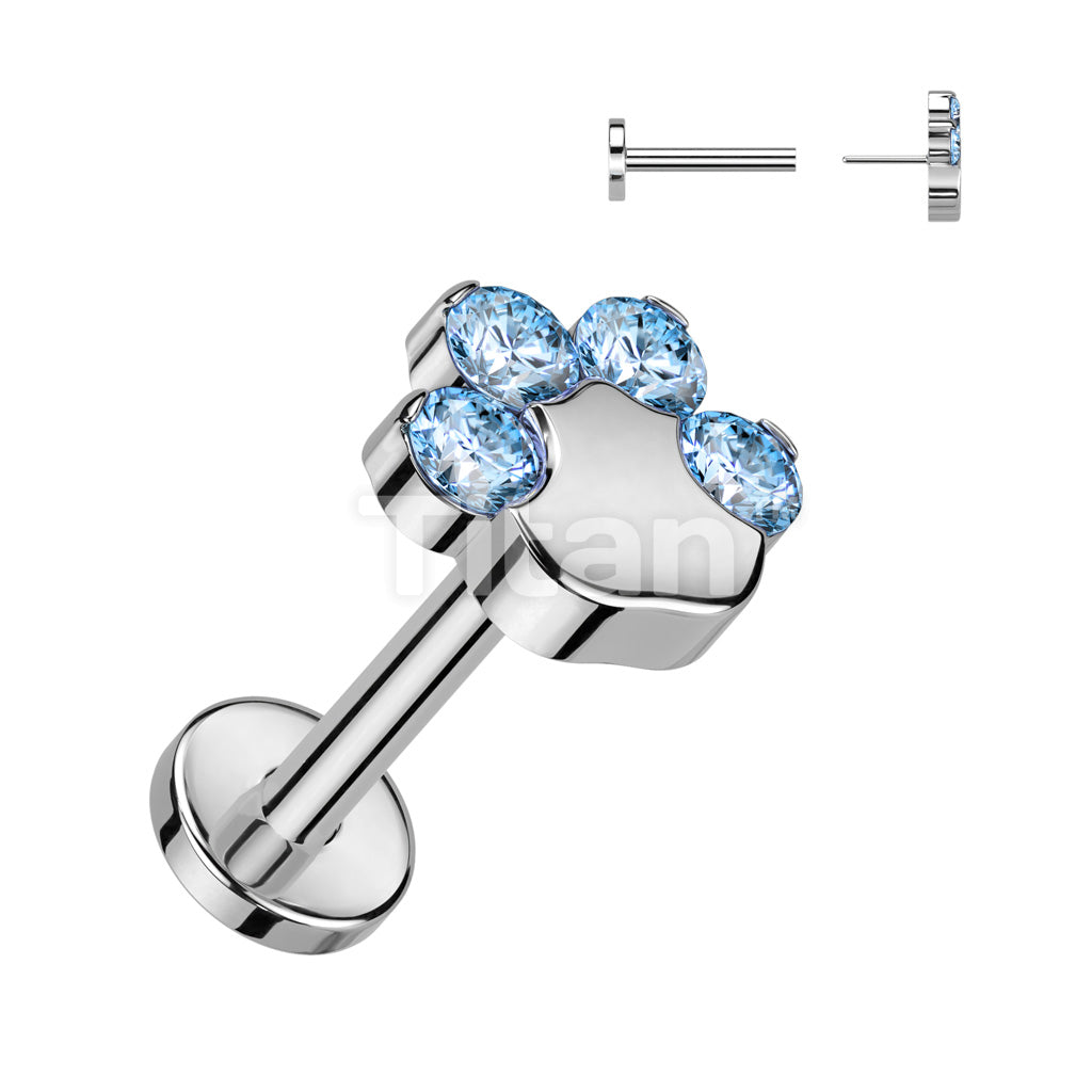 Implant Grade Titanium Threadless Push In Labret With CZ Paw Top - Image 7