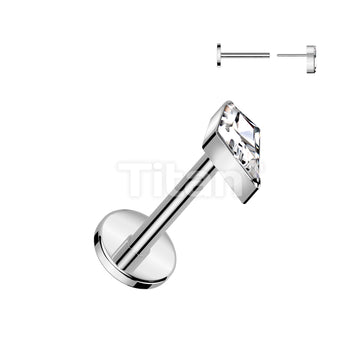 Implant Grade Titanium Threadless Push In Labret With Diamond Shaped CZ or Opal Spear Top - Image 3